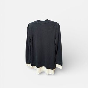 J. Jill Black and Cream V-Neck Sweater